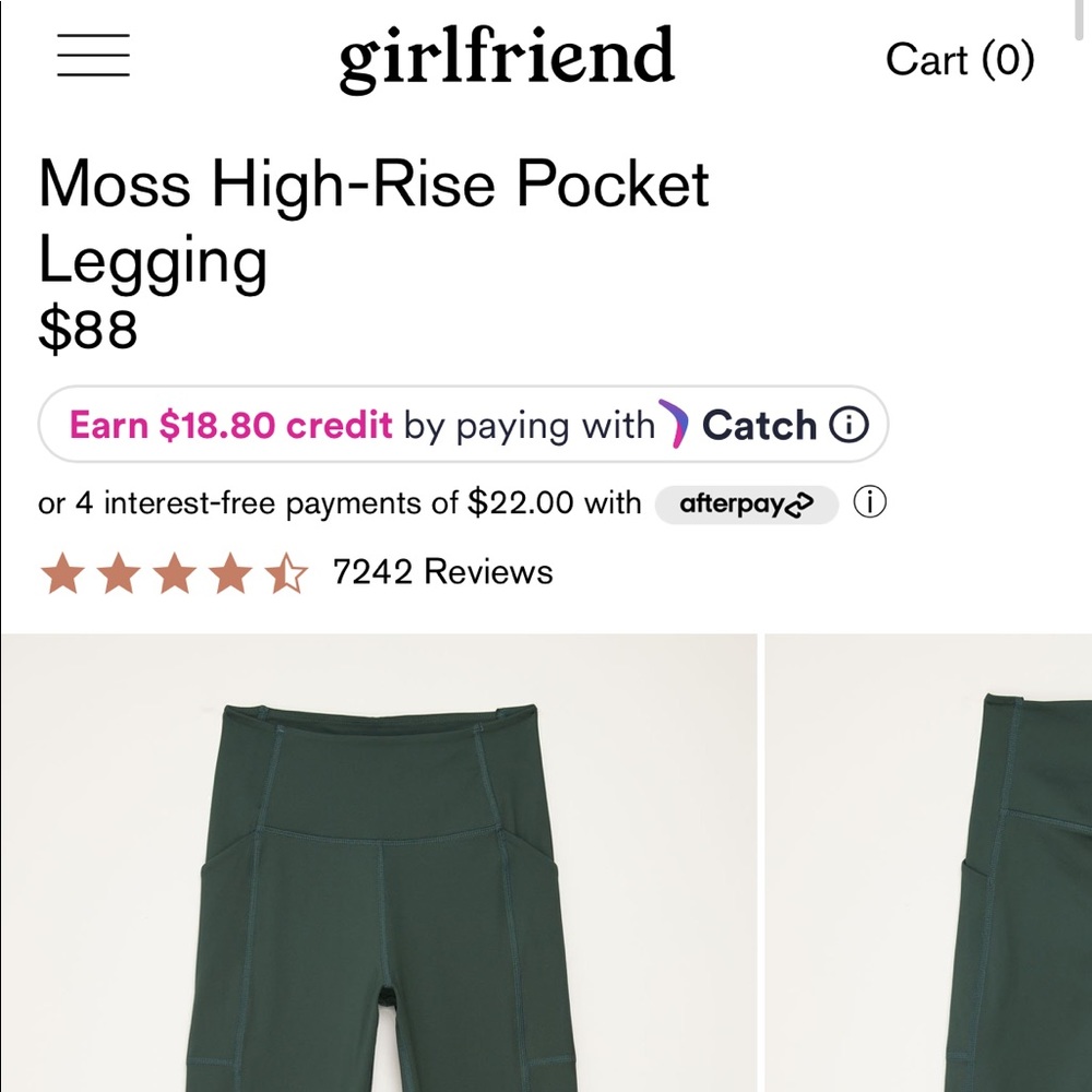 Girlfriend collective moss green pocket leggings